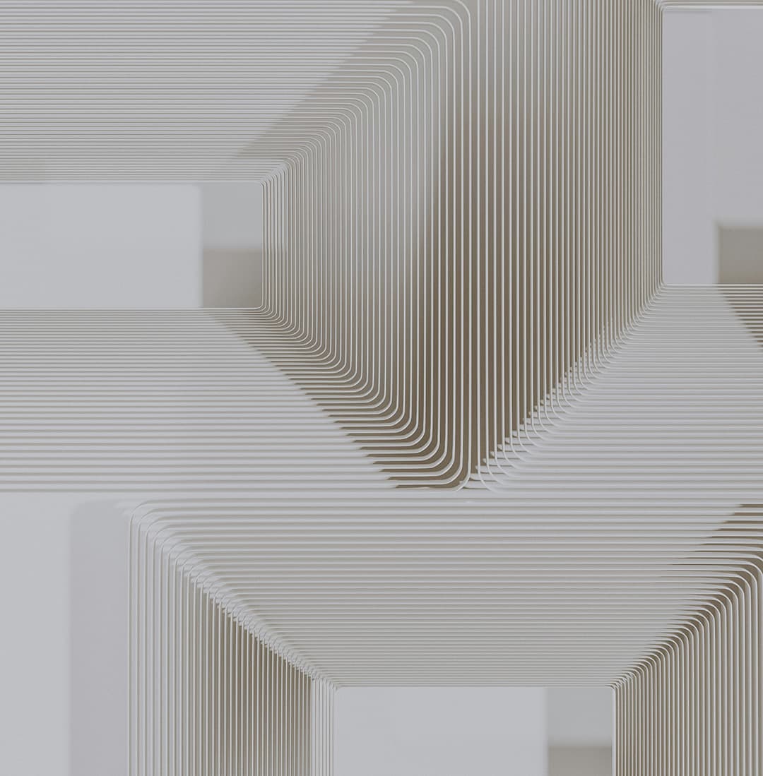 A geometric pattern composed of interlocking rectangles in beige and white.