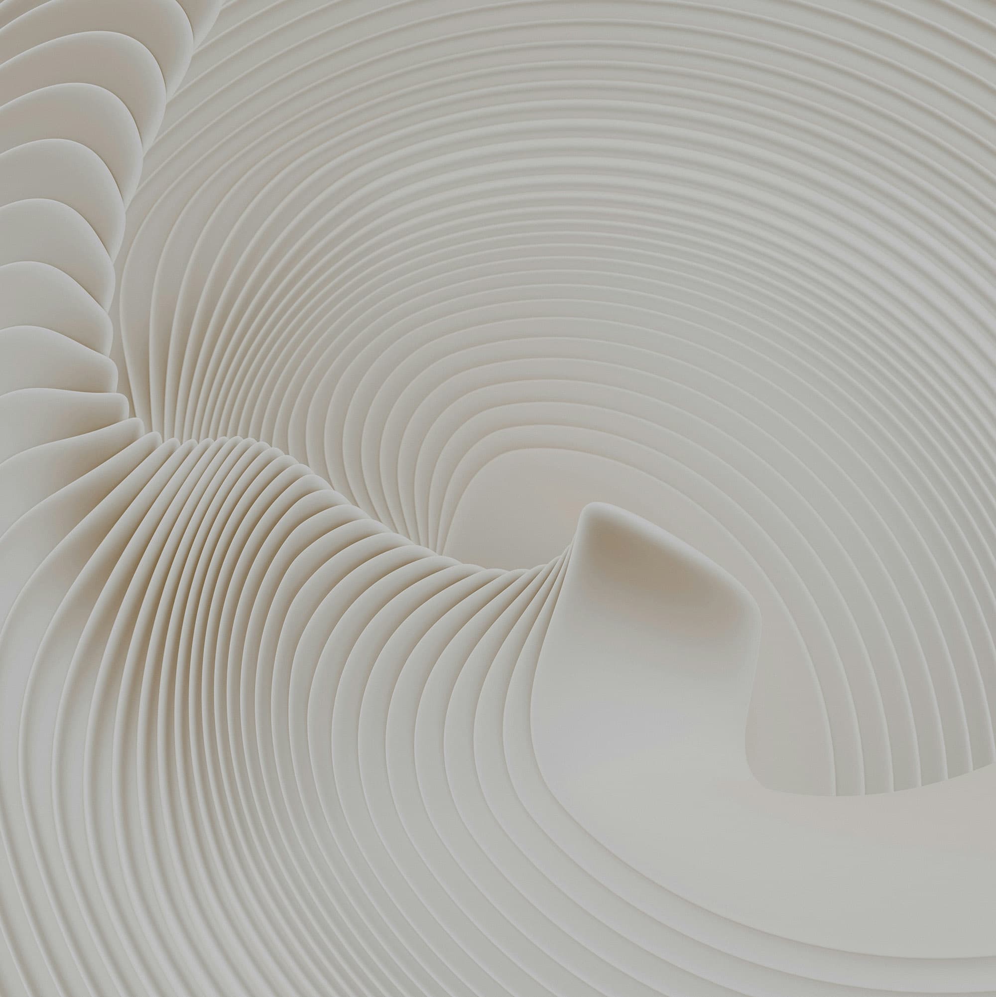 Abstract art of spiral pattern in white